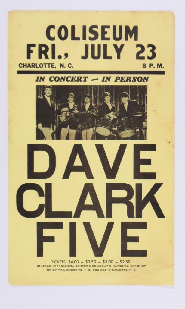 1965 Dave Clark Five Charlotte Coliseum Poster (1 of 1)