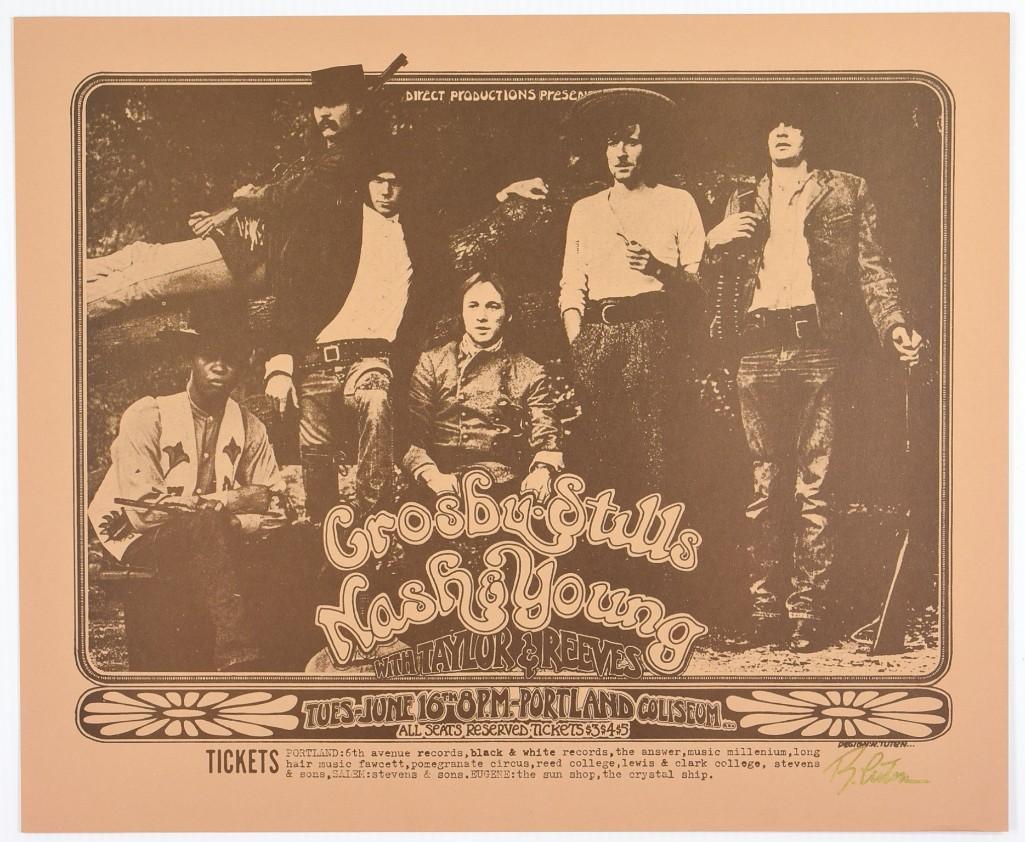 1970 Crosby Stills Nash Young Portland Signed Poster (1 of 1)