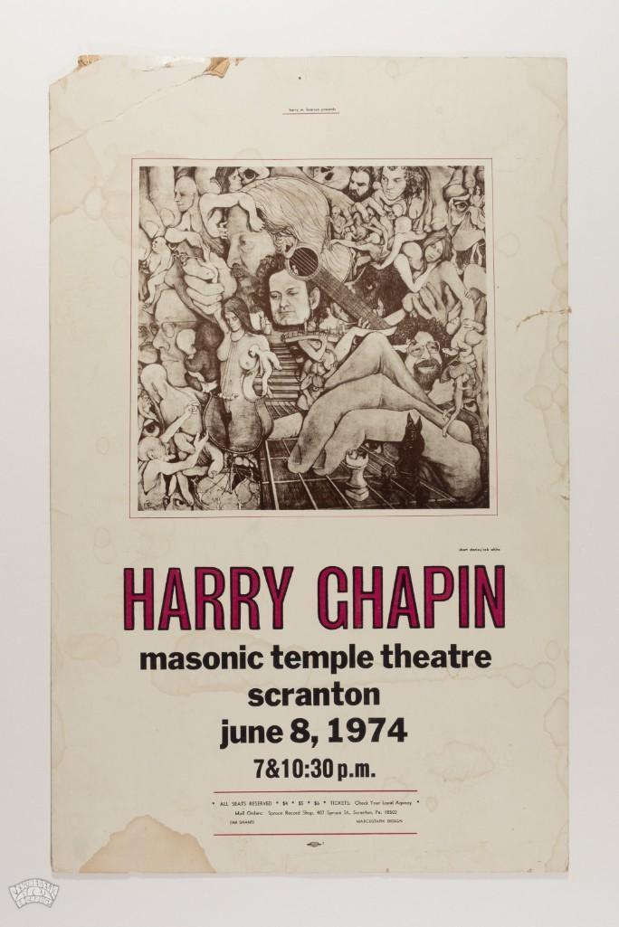 1974 Harry Chapin Masonic Temple Cardboard Poster (1 of 2)