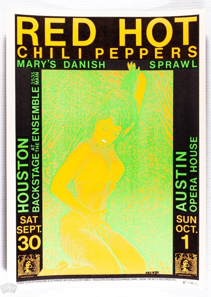1989 Red Hot Chili Peppers Houston Kozik Signed Poster (1 of 2)