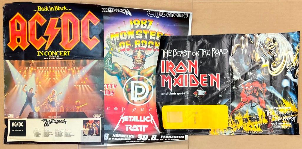 Lot of 3 Metal Tour Posters AC/DC Iron Maiden (1 of 4)