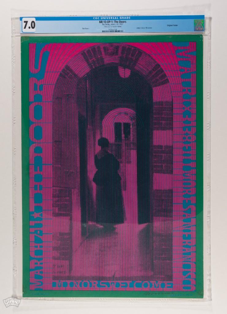 1967 NR-10 The Doors The Matrix Signed Poster 7: This poster is signed by the artist, Victor Moscoso! This Pre-Concert First Printing Doors poster is THE gem of the Matrix Neon Rose posters series. It comes up less frequently and demands higher valu