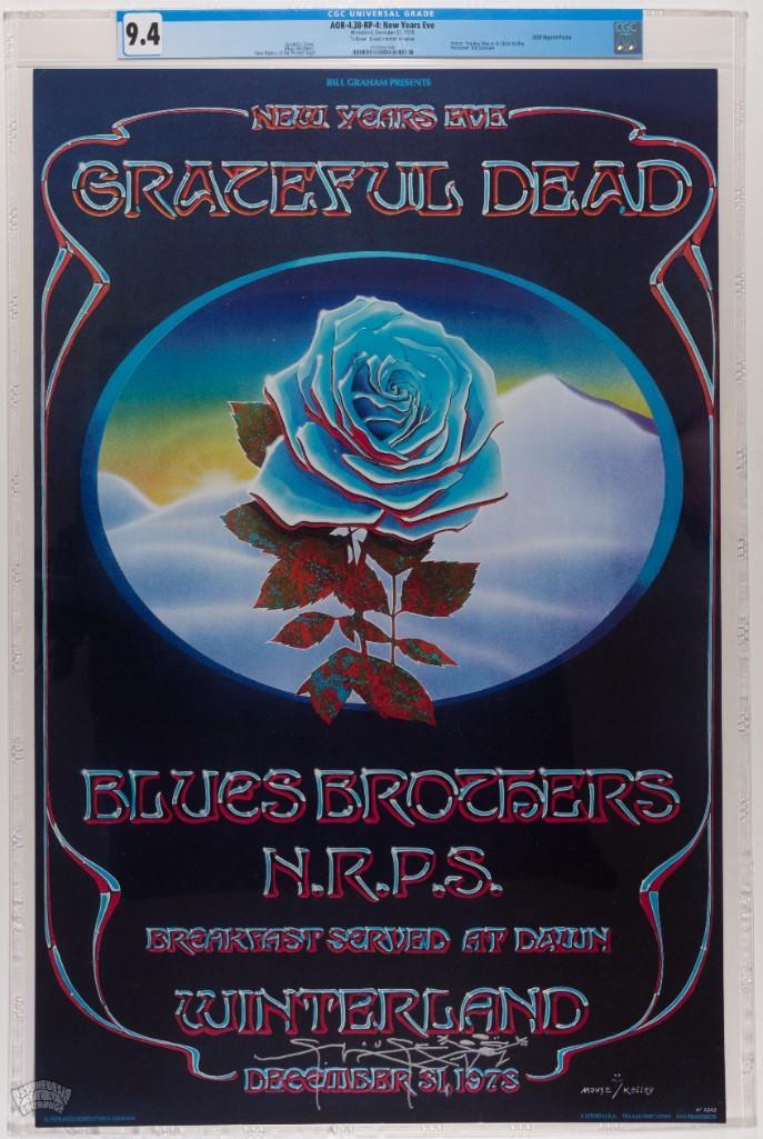 1978 AOR-4.38 Grateful Dead Mouse Signed RP4 Poster 9.4: This item sold in our May CGC Auction, however, the winning bidder did not pay, so the lot is being relisted here. This post-concert fourth printing poster is signed by the artist, Stanley Mouse! This
