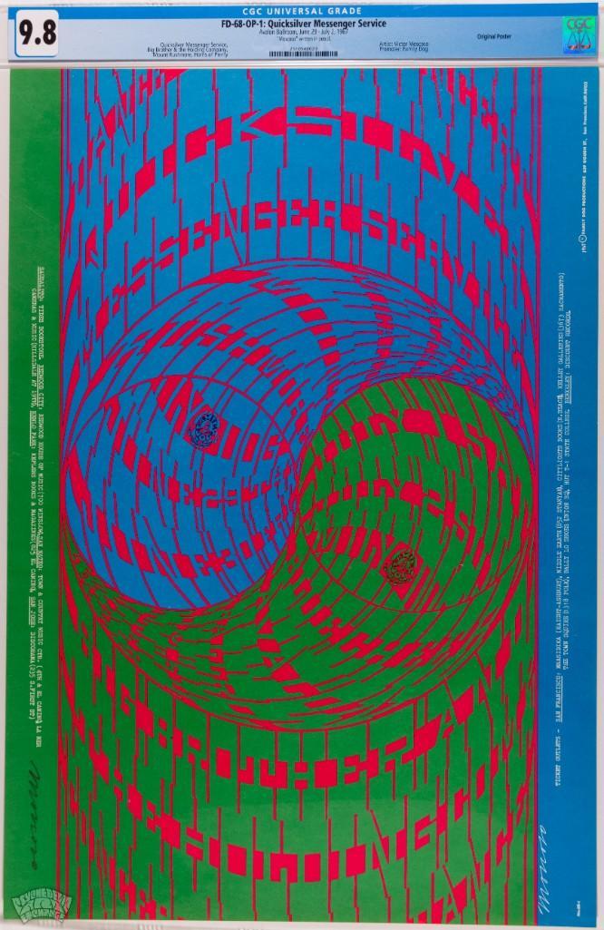 1967 FD-68 Big Brother Avalon Signed Poster 9.8: This poster is signed by the artist, Victor Moscoso! In addition to being a member of the legendary Big Five San Francisco poster artists Victor Moscoso is also thought by many in the mainstream art w