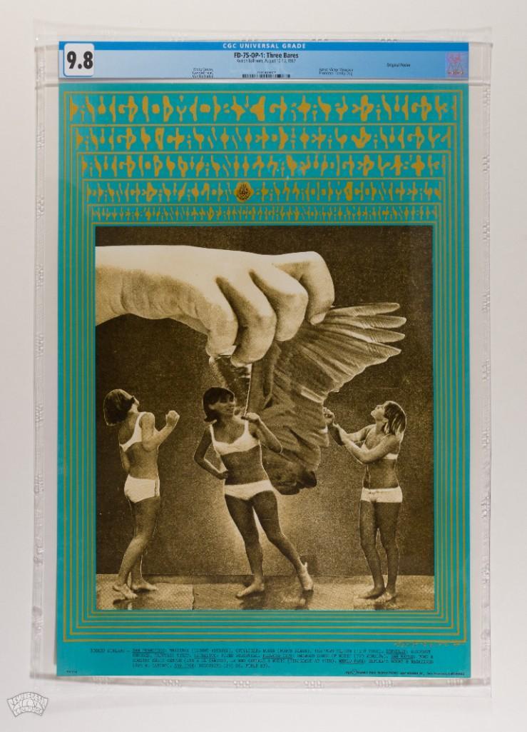 1967 FD-75 Moby Grape Avalon Poster 9.8: This 1967 Victor Moscoso original first printing poster announced a run of Moby Grape/Canned Heat concerts at the Avalon. Moscoso created several amazing collages for the Family Dog and this one is a