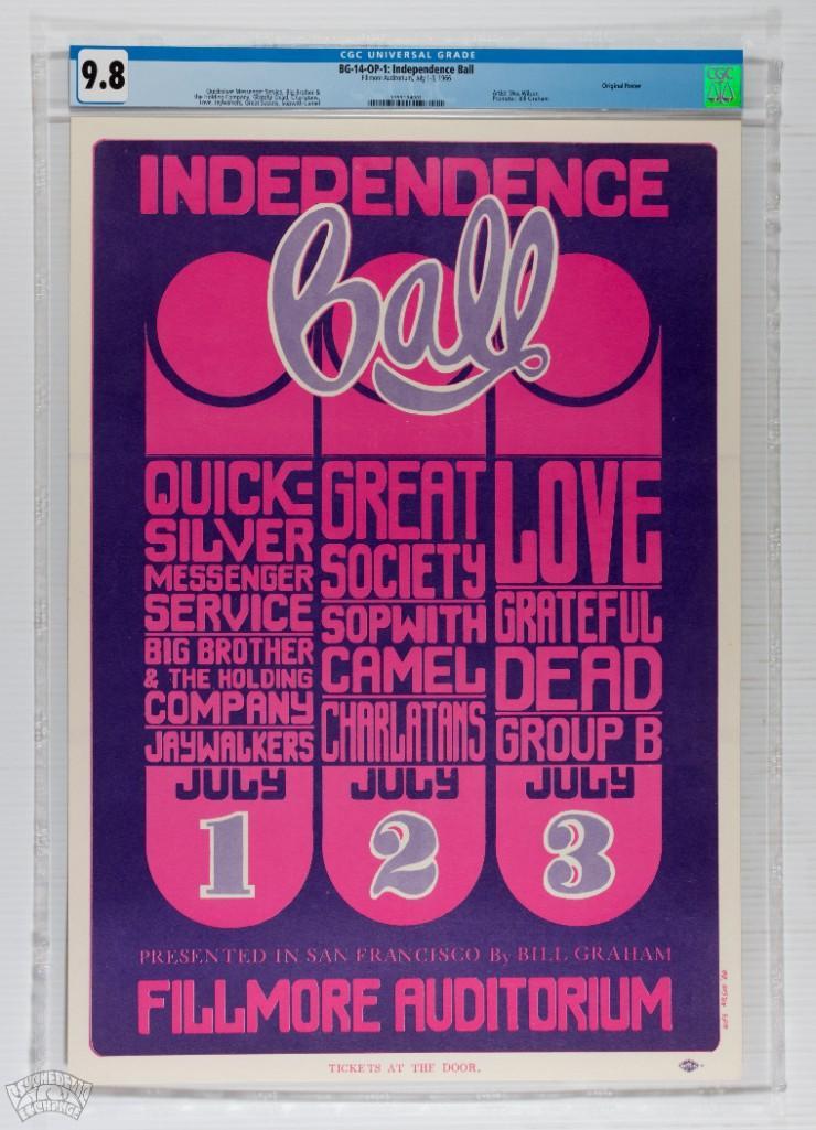 1966 BG-14 Grateful Dead Fillmore Poster 9.8: From the Houston Freeburg Collection. Here we have a super early BG poster featuring an All-Star list of San Francisco's legendary bands of the era, including the very young Grateful Dead and Big 