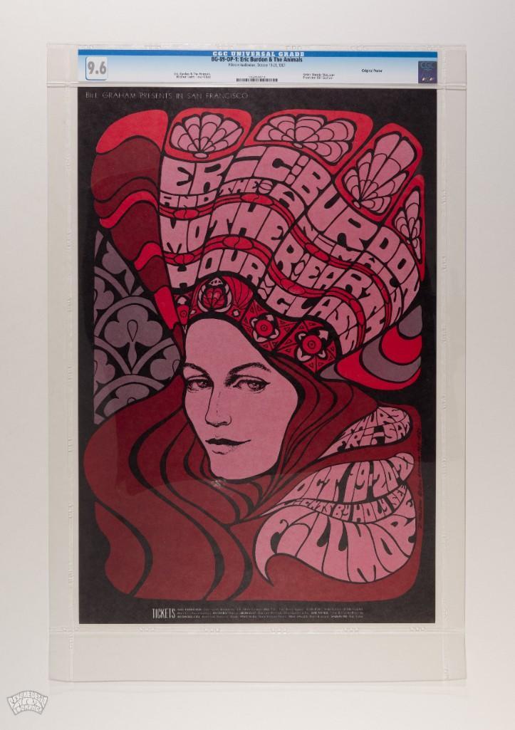 1967 BG-89 Eric Burdon Animals Fillmore Poster 9.6: From the Houston Freeburg Collection. If you are looking for a beautiful First Edition poster from this era in museum quality condition, this lot is for you! Eric Burdon & the Animals were feature