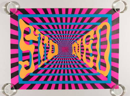 1969 Stoned Vintage Headshop Poster: The headshops of the late 1960s caught onto the psychedelic poster craze full speed, with many poster presses opening throughout the West Coast and across the country very quickly. As such, youth