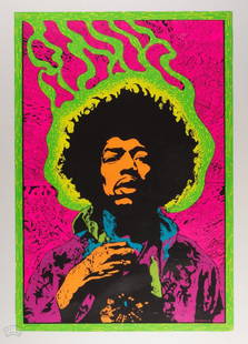 1969 Jimi Hendrix Joe Roberts Jr The Experienced Poster: This vintage blacklight poster from 1969 of Jimi is aptly titled â€œThe Experienced” and looks absolutely stunning. It was designed by Joe Roberts Jr and distributed by Cocorico Graphics in