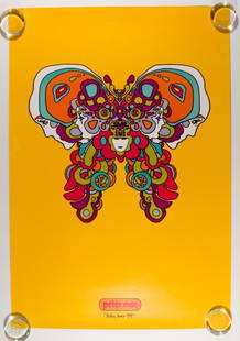 1969 Peter Max Five Women in Butterfly Signed Poster: This poster is SIGNED AND DATED 1969 by the artist Peter Max! Presenting an incredible poster design by iconic artist Peter Max appearing for the first time in our auction! Max developed a