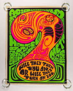 1969 Will They Turn You On Poster: Though this trippy poster is in the style of pro-drug headshop posters it is actually an anti-drug use propaganda poster that was created by the U.S. Department of Health Education and Welfare in