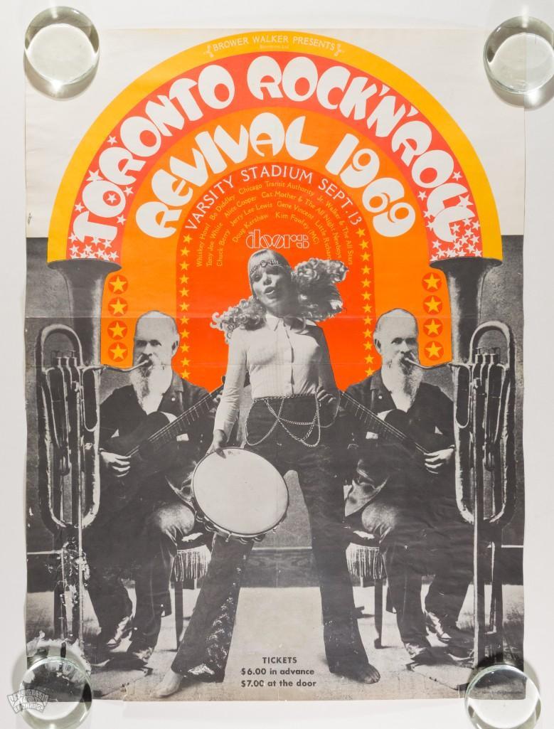 1969 The Doors John Lennon Toronto Rock Revival Poster: Here we have a colorful 100% Original Concert Poster for the legendary Toronto Rock and Roll Revival held at Varsity Stadium University of Toronto on September 13th, 1969! The twelve-hour music festiv