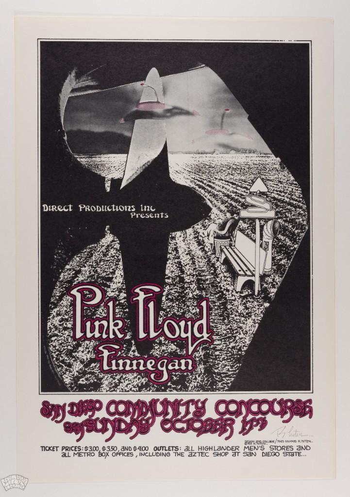 1971 Pink Floyd San Diego Signed Poster: This poster is signed by the artist, Randy Tuten! Original First Printing, Pink Floyd posters are ALWAYS in top demand, especially when it's early, pre-Dark Side of the Moon era. This San Diego co