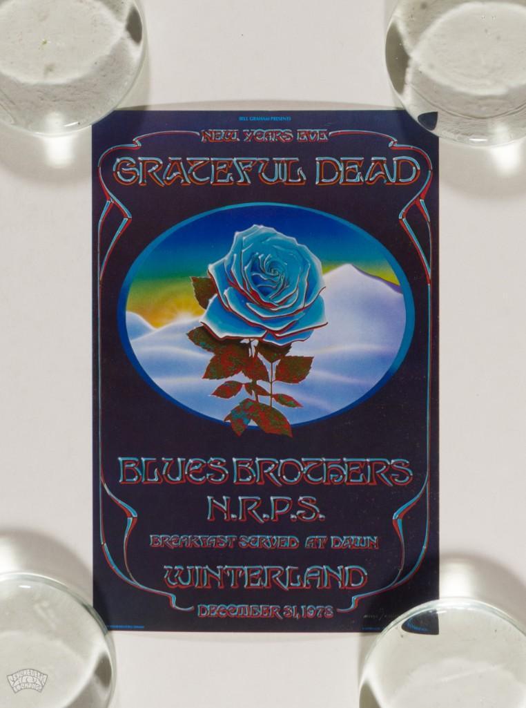 1978 AOR-4.38 Grateful Dead Winterland Handbill: The final Grateful Dead concert at Winterland, which fell on New Years Eve 1978, is regarded as one of the Dead's finest performances of all at the historic venue. The popular design by Mouse and 