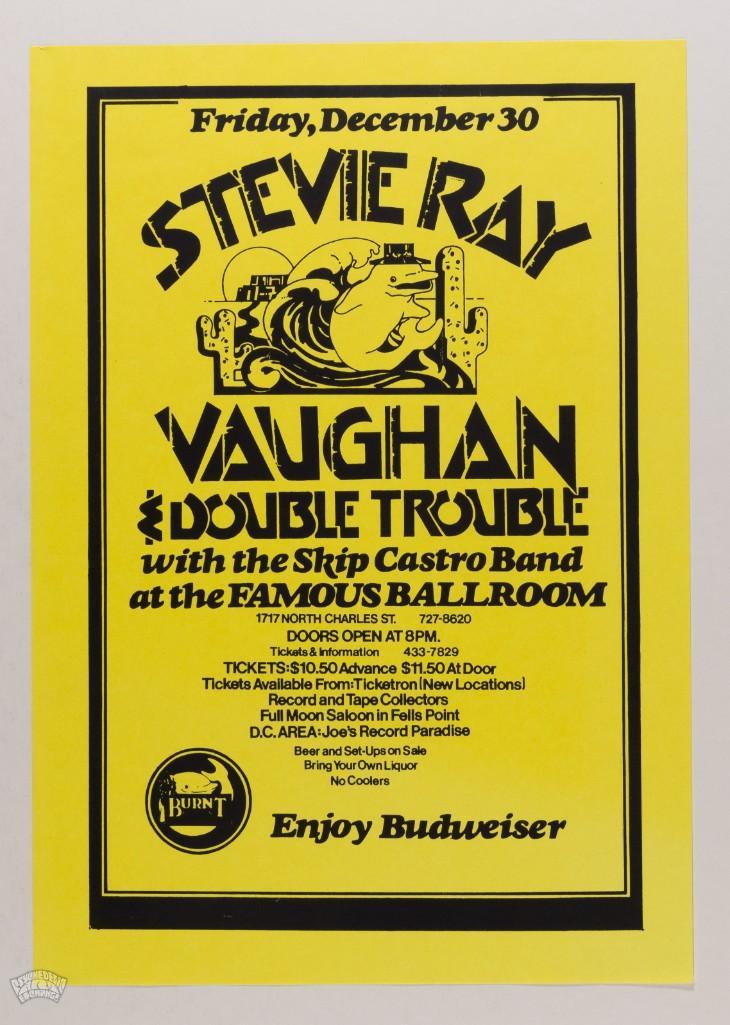 1983 Stevie Ray Vaughan Famous Ballroom Poster: Stevie Ray Vaughan material has been highly sought after by many collectors ever since the legendâ€™s untimely death in 1990. Here we have a poster produced to advertise the guitar legend appeari