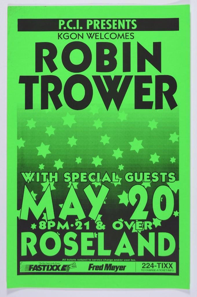 1993 Robin Trower The Roseland Theater Poster: Material from the pacific northwest is always considered special by collectors. They often tell a story all their own and have a different vibe than pieces from other parts of the country. Telephone p