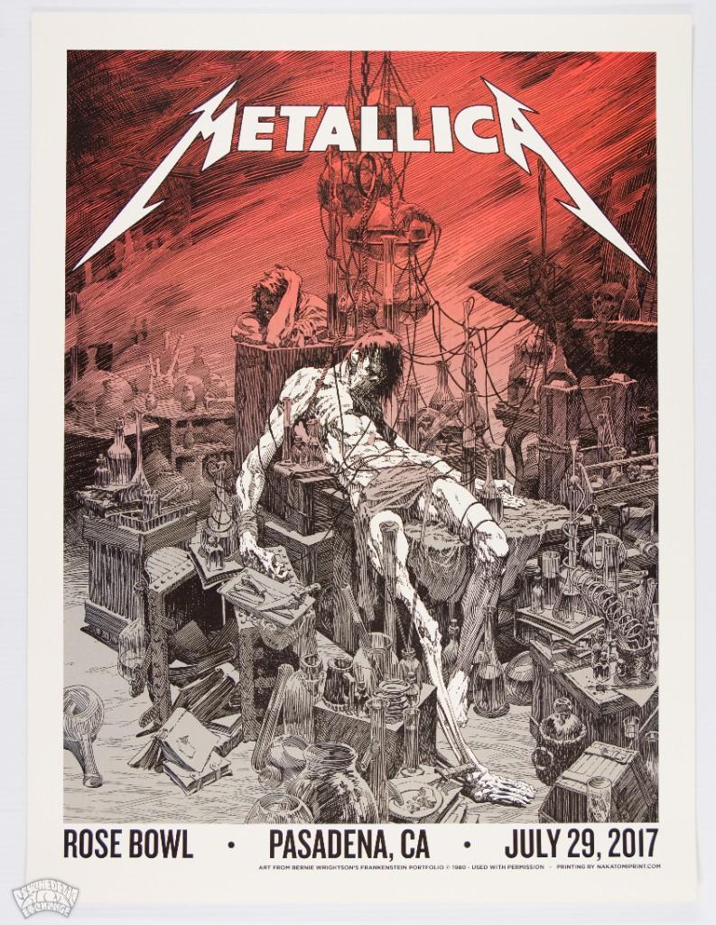 2017 Metallica Rose Bowl Pasadena Poster: This is just the second example of this original poster to ever appear in our auction! It was produced for heavy metal gods Metallica at the Rose Bowl stop during their WorldWired Tour in support of t