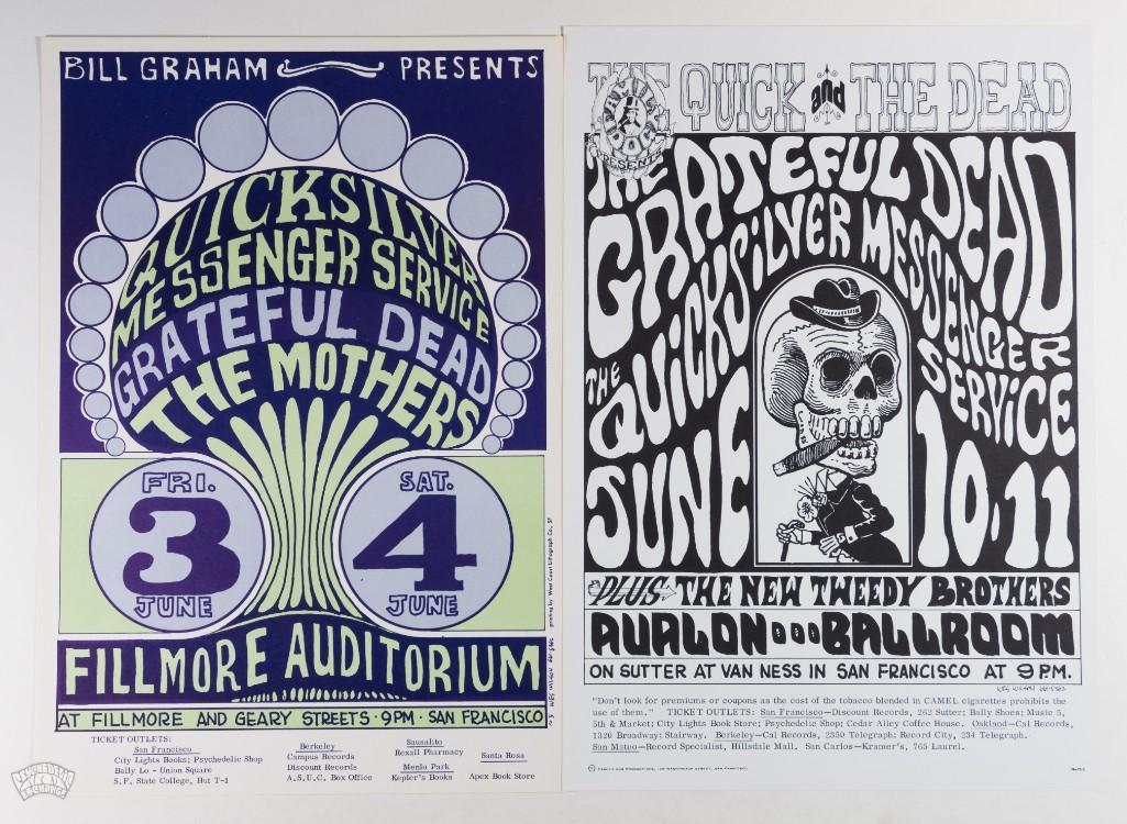 Lot of 2 Grateful Dead Second Printing Posters: FD-12 RP-2, BG-9 RP-2. Both Mint 93. --CRITICAL DETAILS-- --TITLE: Lot Of 2 Grateful Dead Second Printing Posters --GRADE: MINT 93 --PRINTING: RP-2