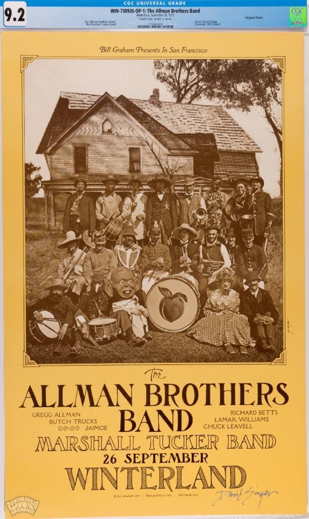 1973 WIN-73 Allman Bros Winterland Signed Poster 9.2 (1 of 1)