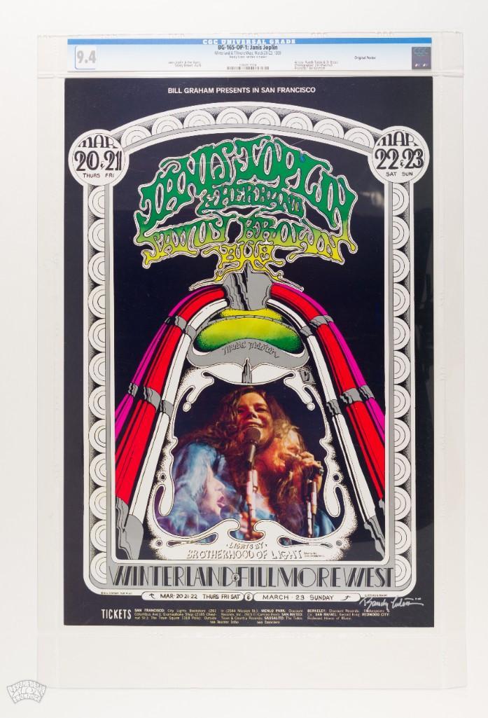1969 BG-165 Janis Joplin Fillmore Signed Poster 9.4 (1 of 2)