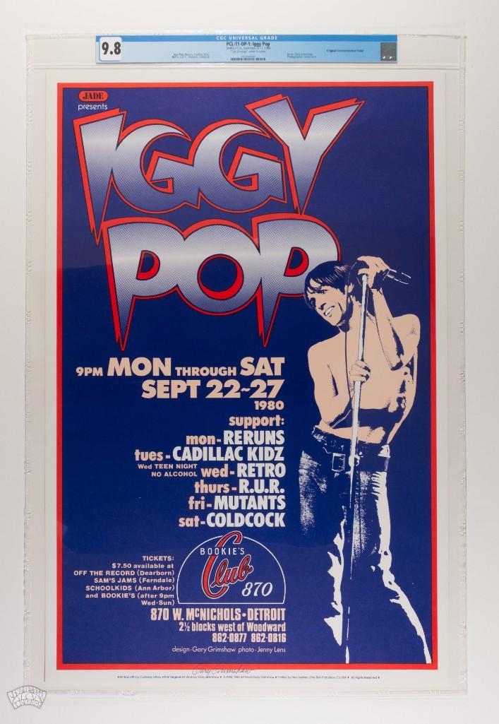 1988 PCL-11 Iggy Pop Bookie's Club Signed Poster 9.8 (1 of 2)