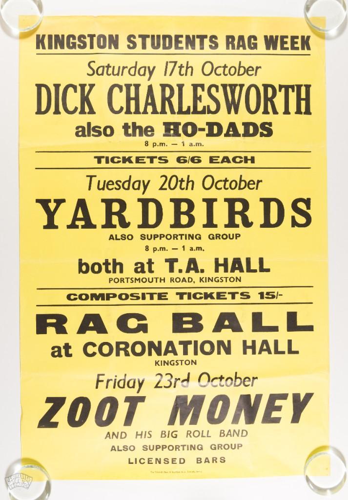 1964 Yardbirds Clapton Kingston Rag Week Poster (1 of 2)