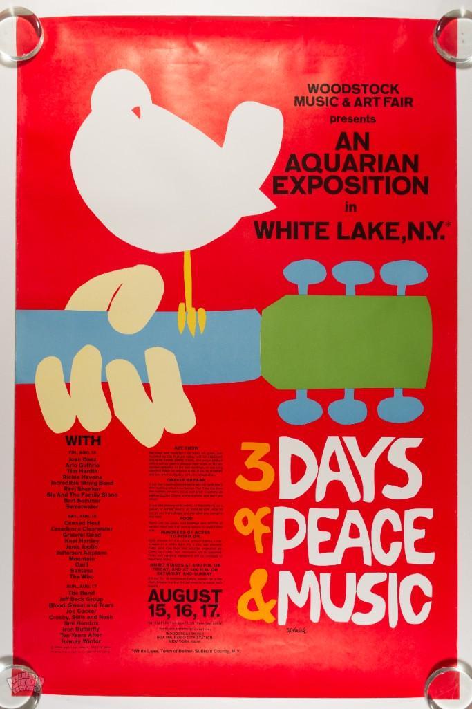 1969 Woodstock Music & Art Festival OP1 Restored Poster