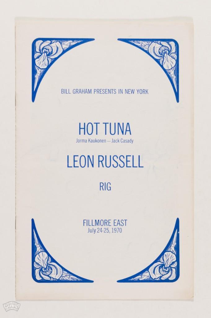 1970 Hot Tuna Leon Russell Fillmore East Program (1 of 3)