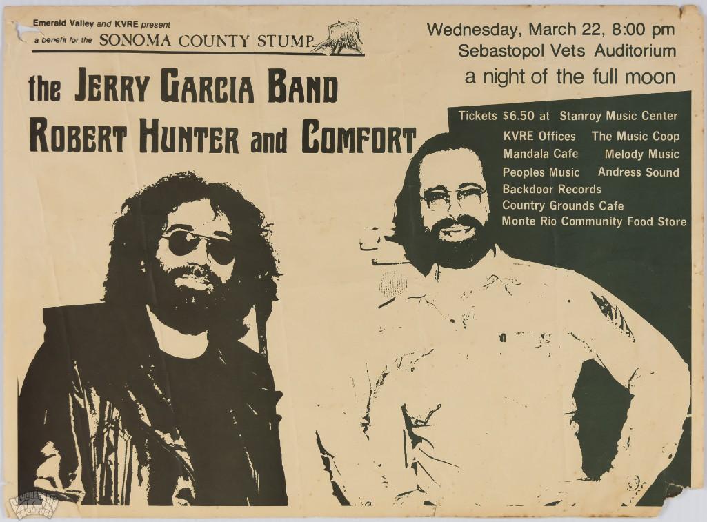 1978 Jerry Garcia Band Sebastopol Vets Aud Poster