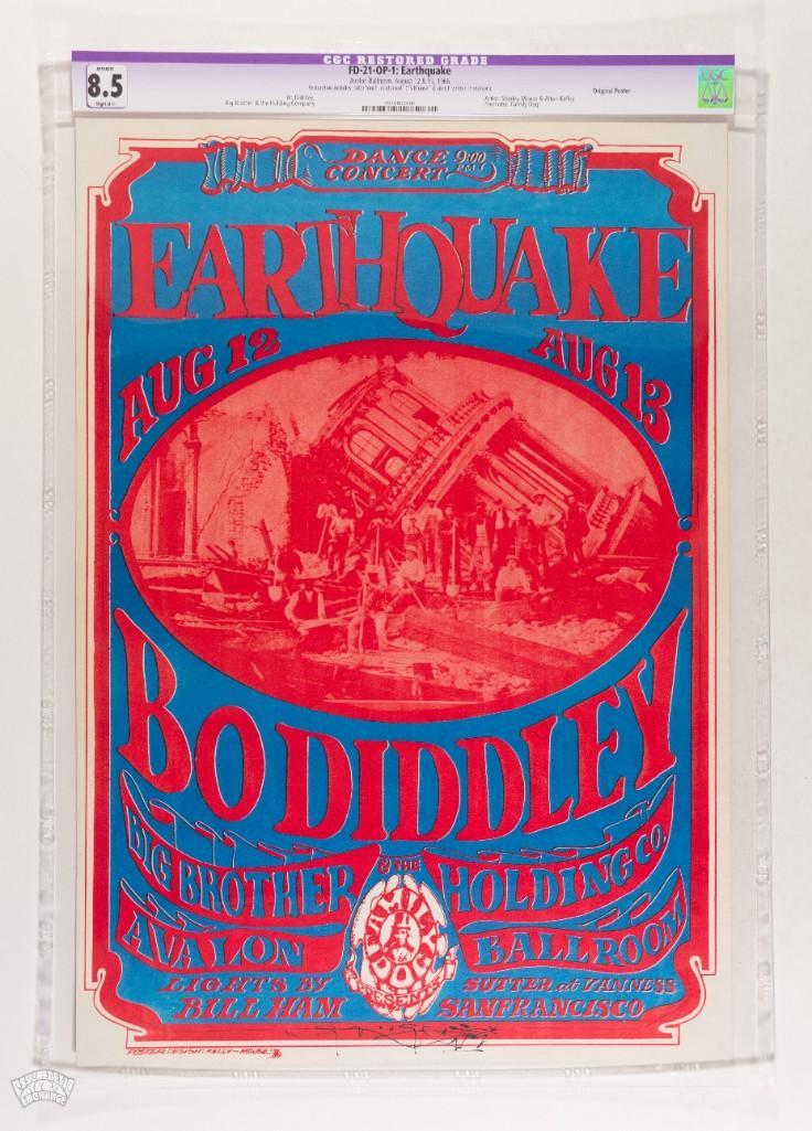 1966 FD-21 Bo Diddley Avalon Signed Poster 8.5 Restored (1 of 2)