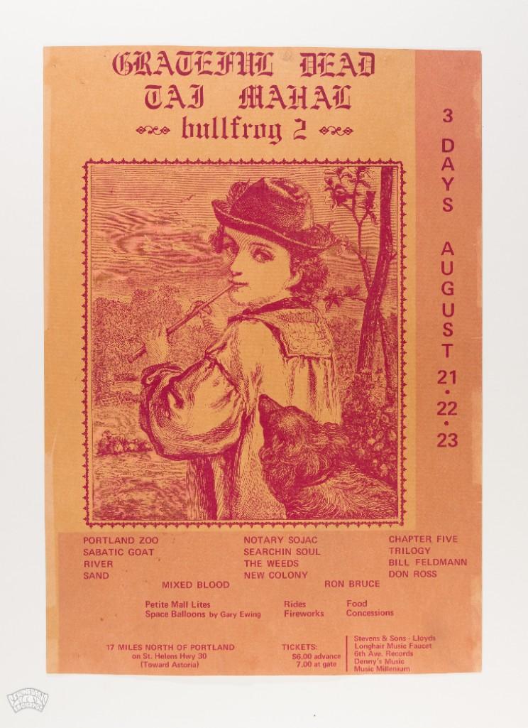 1969 Grateful Dead Bullfrog 2 Poster TRIMMED & RESTORED (1 of 2)