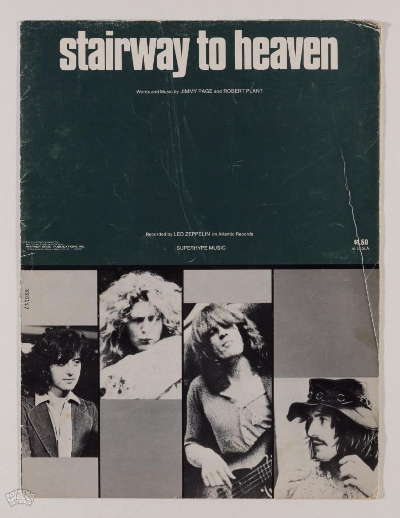 1972 Led Zeppelin Stairway to Heaven Sheet Music: This is an unbound sheet music book produced by Atlantic Records for the song Stairway to Heaven by Led Zeppelin. --CRITICAL DETAILS-- --TITLE: Led Zeppelin Stairway To Heaven Sheet Music --<