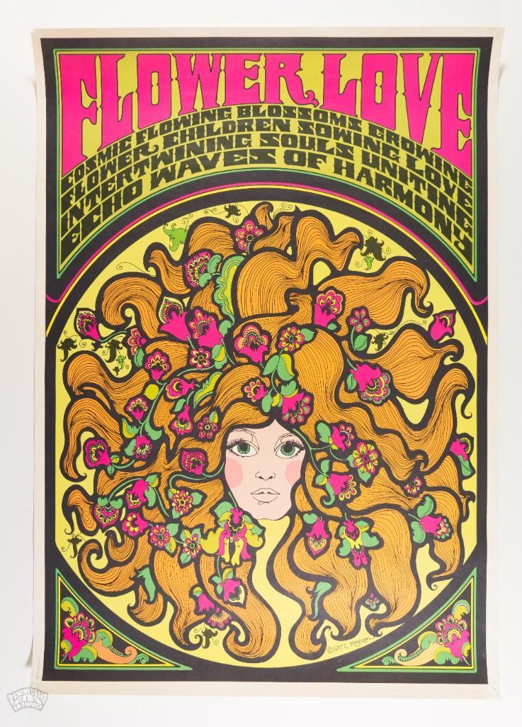 1967 Flower Love Headshop Poster (1 of 2)