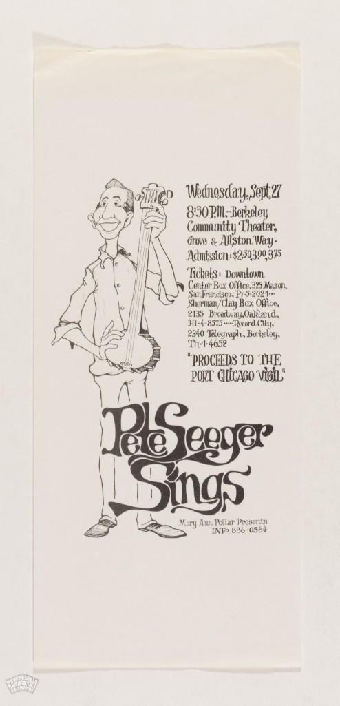 1967 Pete Seeger Berkeley Community Theater Handbill (1 of 2)