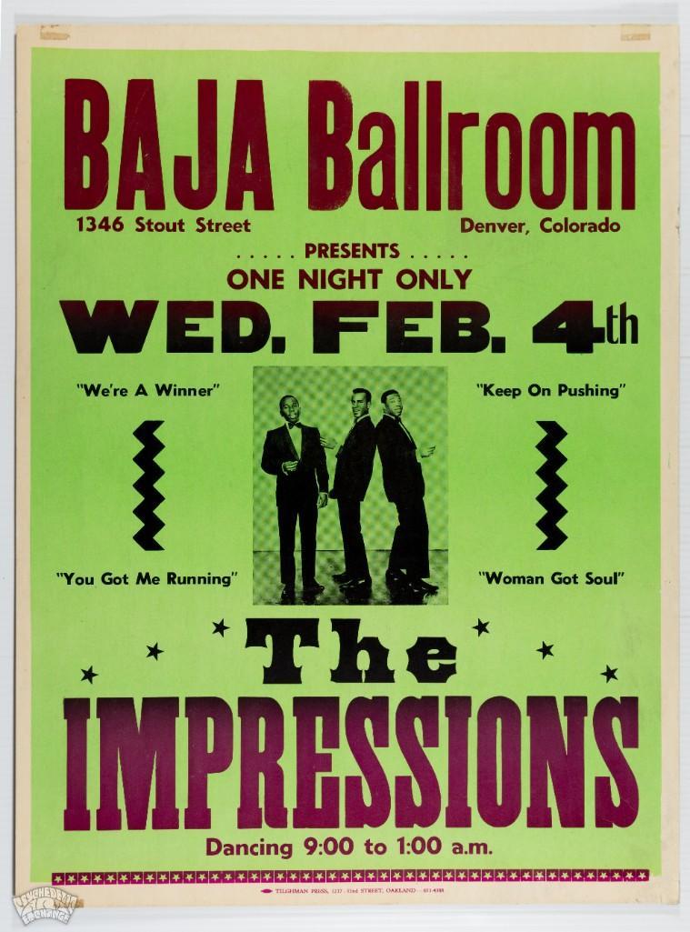 1970 The Impressions Baja Ballroom Denver Poster (1 of 1)