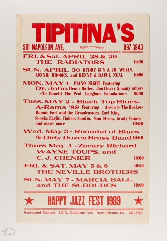 1989 Dr John Tipitina's Calendar Cardboard Poster (1 of 2)