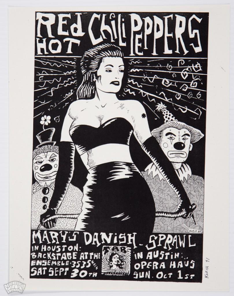 1989 Red Hot Chili Peppers Texas Kozik Signed Handbill (1 of 1)