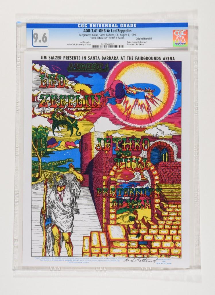1969 AOR-3.41 Led Zeppelin Artist Signed Handbill 9.6 (1 of 2)