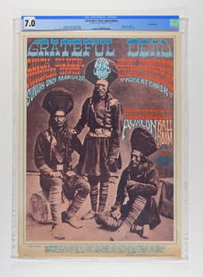 1967 FD-54 Grateful Dead Avalon Ballroom Poster 7: From the Houston Freeburg Collection. This odd Grateful Dead Rick Griffin Original Pre-Concert First Printing poster is a fan favorite. Rick's famous lettering style is placed upon a vintage phot