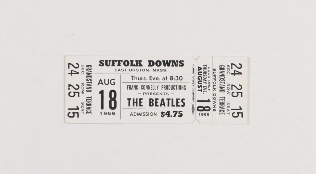 1966 The Beatles Suffolk Downs Boston Unused Ticket (1 of 2)