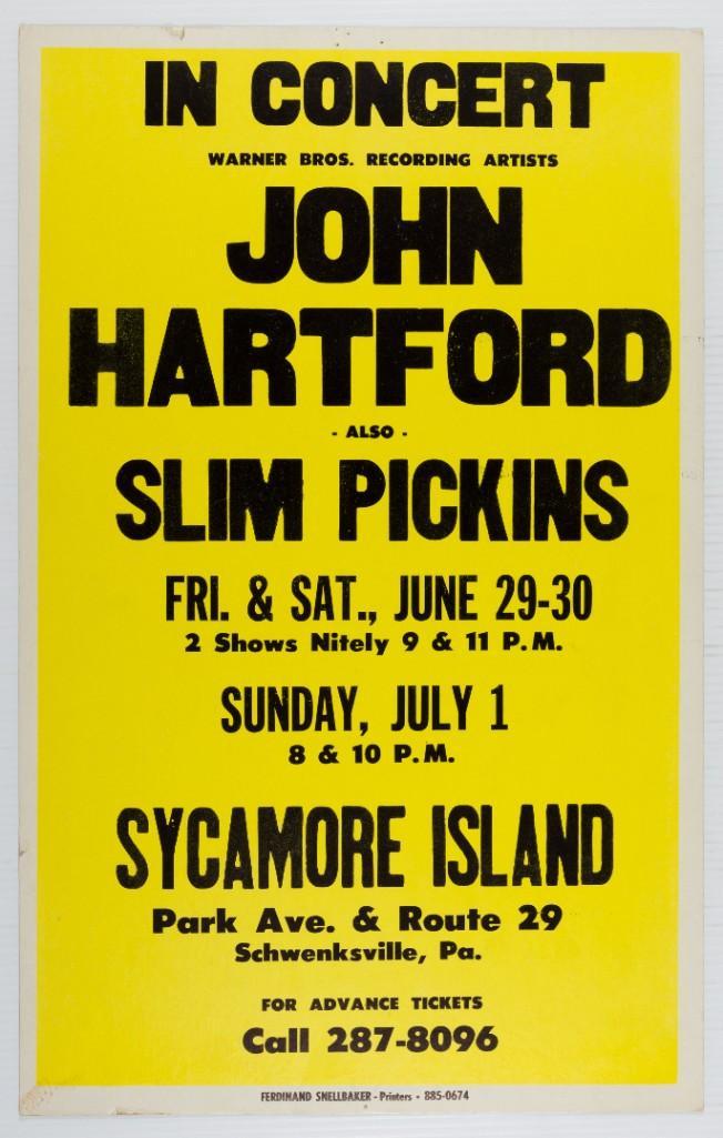 1973 John Hartford Sycamore Island Cardboard Poster (1 of 2)