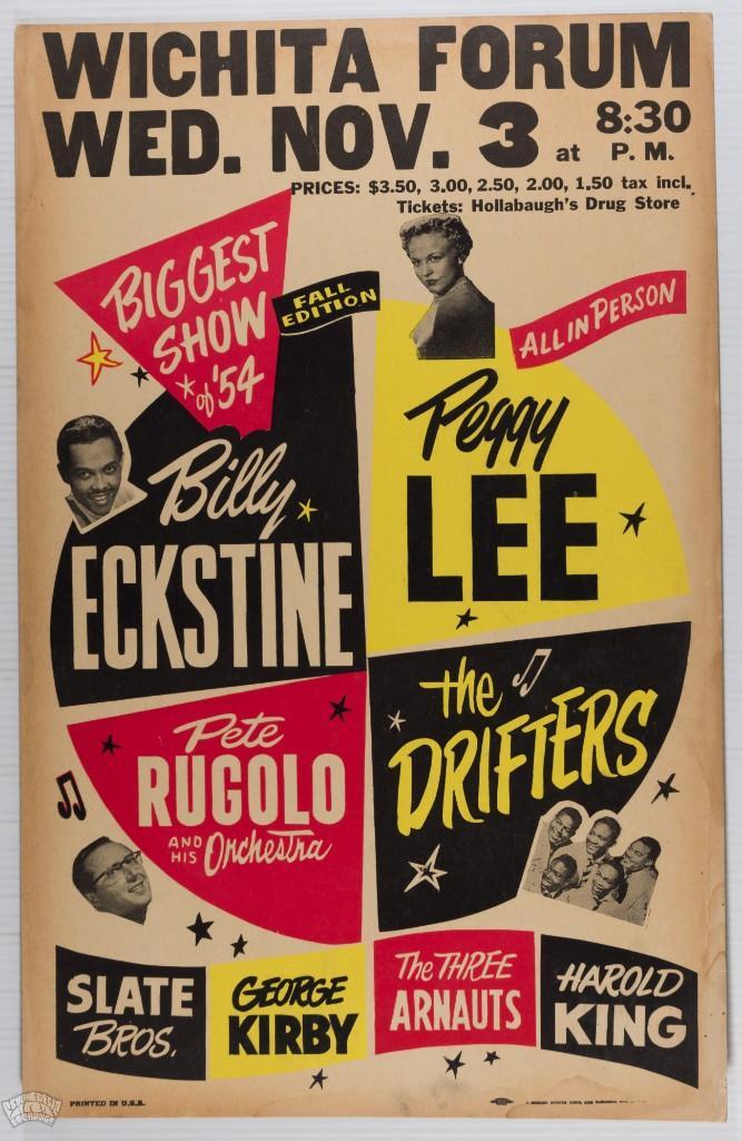 1954 Peggy Lee The Drifters Wichita Cardboard Poster (1 of 2)