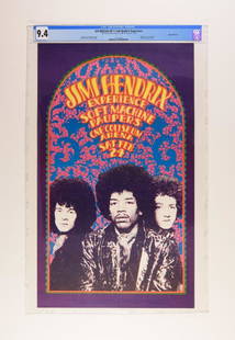 1968 G/G-680224A Jimi Hendrix CNE Coliseum Poster 9.4: We are pleased to offer this amazing piece by legendary Grande Ballroom poster artist Gary Grimshaw. This Hendrix CNE Auditorium Original First Printing poster is on everyone's short list of all t