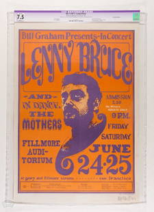 1966 BG-13 Lenny Bruce Signed Wilson Poster 7.5RESTORED: This poster has been professionally restored to offer the appearance and eye appeal of a mint copy! Restoration includes Color Touch, reinforced. This poster has been signed in pencil by the