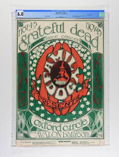 1966 FD-33 Grateful Dead Avalon Poster 6: From the Houston Freeburg Collection. Presenting an exciting example of this first printing poster in our auction! If you fancy your collection to contain only top shelf items of the most famous Famil