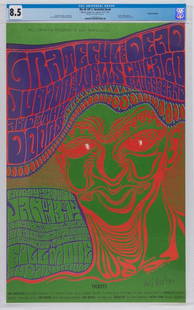 1967 BG-45 Grateful Dead Fillmore Signed Poster 8.5: This first printing poster is signed by the artist, the late great Wes Wilson!  The Grateful Dead, Junior Wells, and The Doors, all on one Original Printing Bill Graham poster from 1967! This poster i