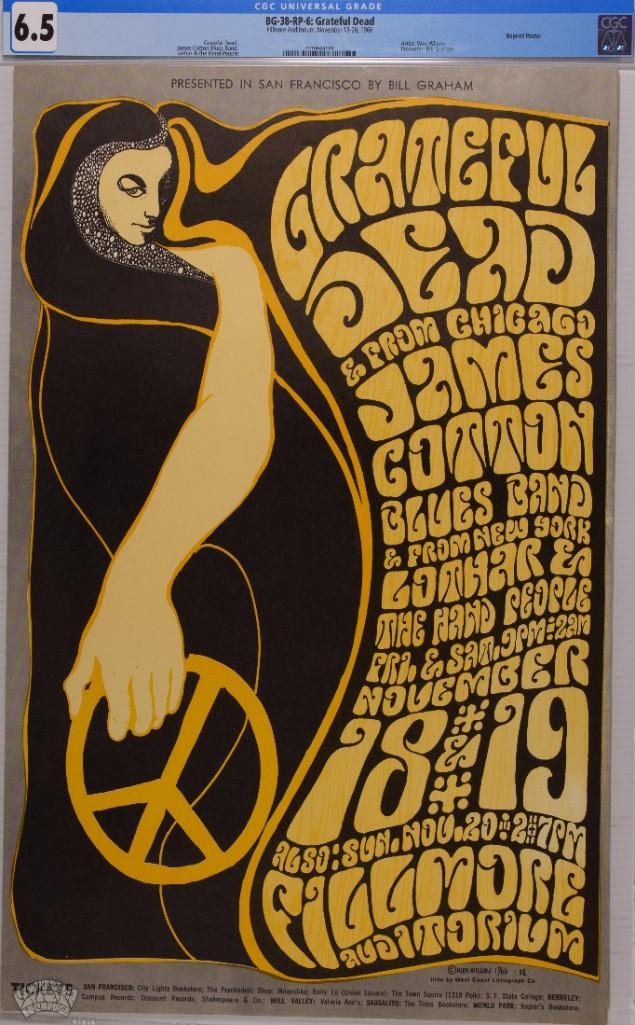 1966 BG-38 Grateful Dead Fillmore RP5 Poster 6.5 (1 of 1)