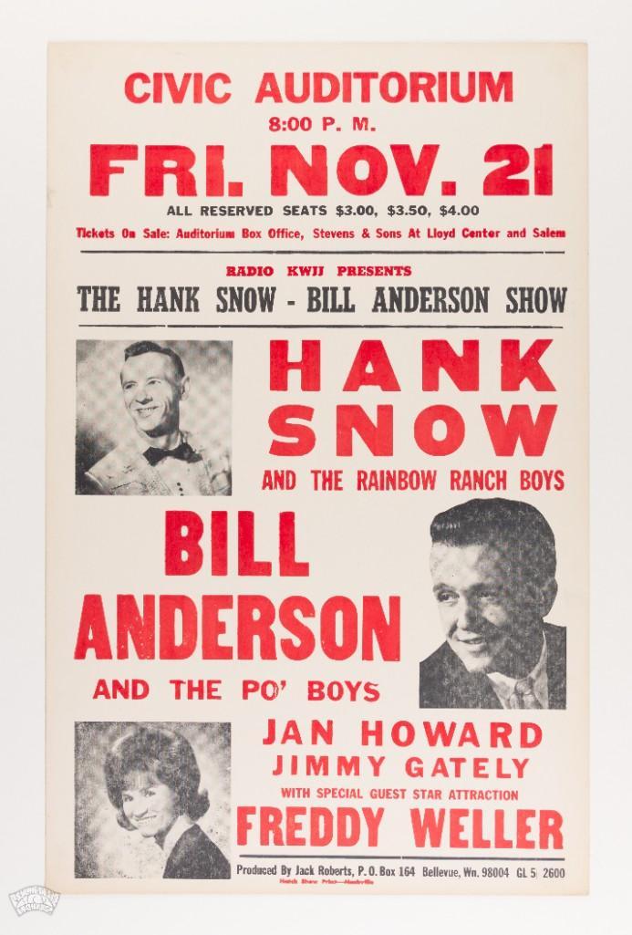 1969 Hank Snow Hatch Portland Cardboard Poster (1 of 2)