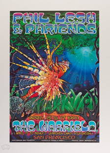 1999 Phil Lesh & Friends The Warfield Poster: Original Poster designed by modern Grateful Dead artist Michael Everett to promote Phil Lesh and Friends at the legendary Warfield Theater on April 15th thru 17th 1999. Trey and Page of Phish played