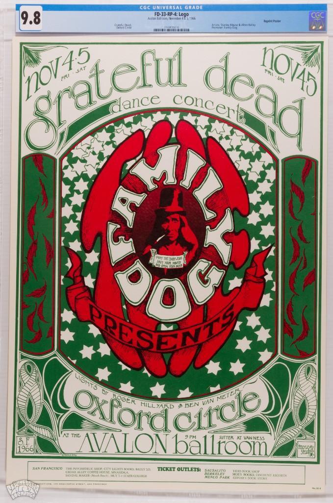 1966 FD-33 Grateful Dead Avalon RP4 Poster 9.8 (1 of 1)